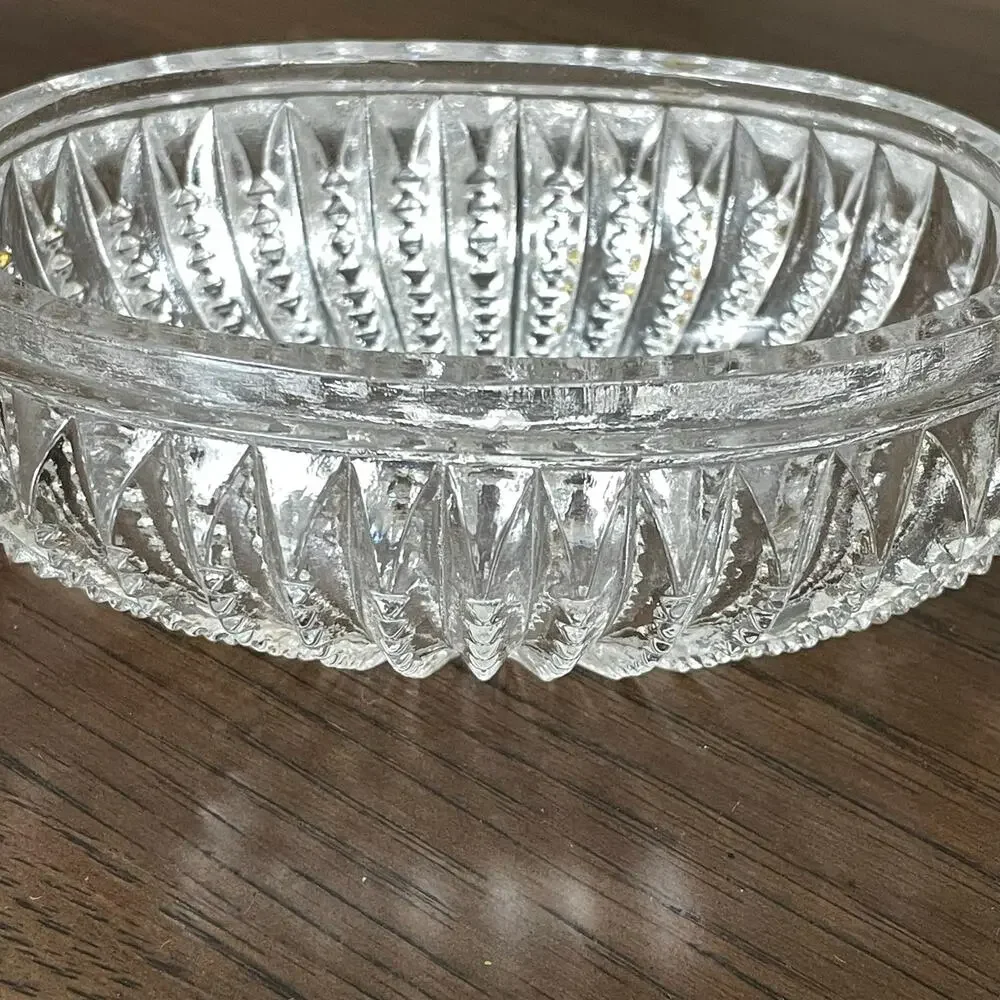Vintage Art Nouveau Glass Trinket Dish with Metal Lid Vanity Jar Floral Design